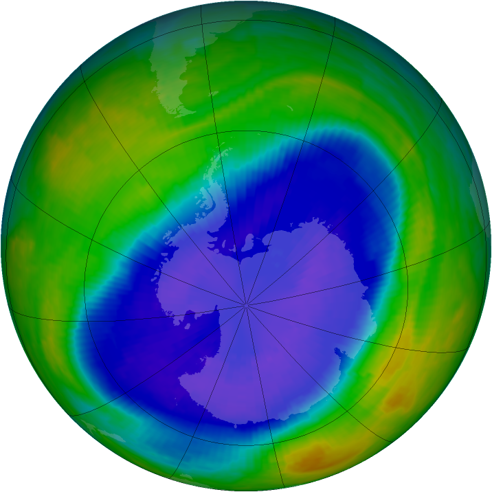 Antarctic ozone map for 17 September 1993